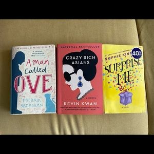 Book bundle - 3, a man called Ove, crazy rich asians, surprise me